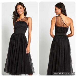 Modcloth Tulle Night Long One Shoulder Dress